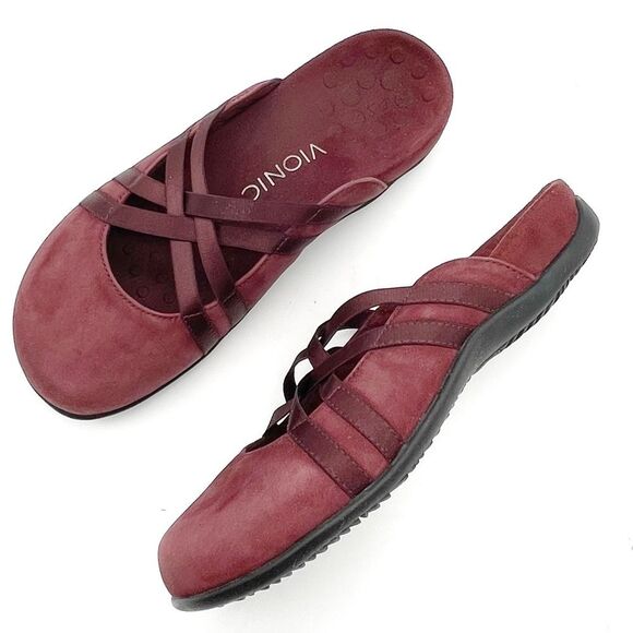 Vionic Rest Claire Slip On Mule Wine Burgundy Comfort Orthopedic Shoe Size 6 - Picture 1 of 16